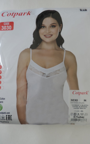Майка нательная женская Cotpark  арт. 3030 р. M-L-XL-2XL, цв. белый - 1